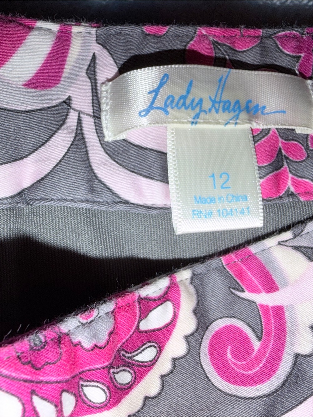 Lady Hagen Size 12 Gray Pink Paisley Pleated Skort Golf Tennis Preppy - Picture 4 of 4